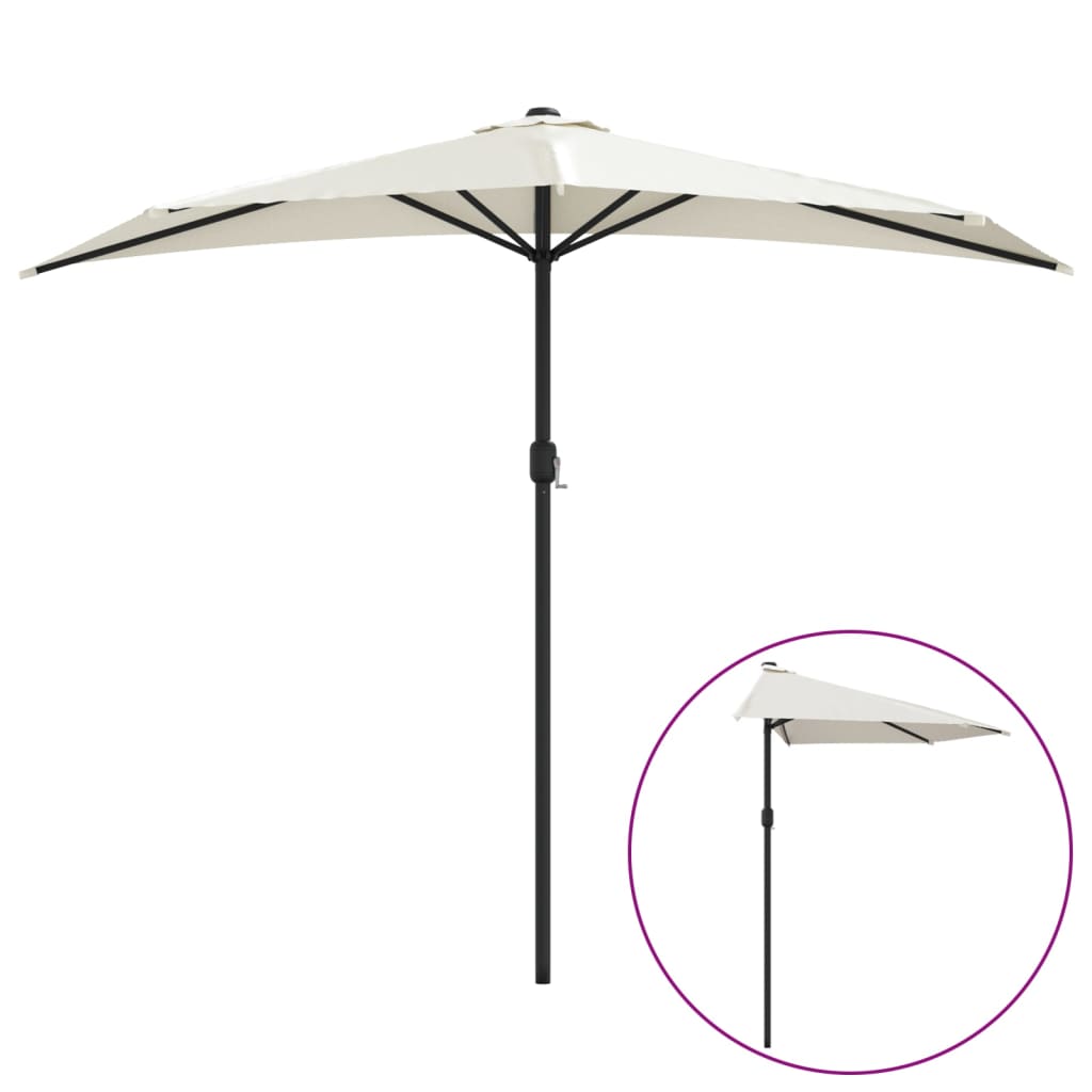 Vidaxl balkonparasol half met aluminium paal 270x144 cm zandkleurig