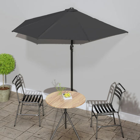 Vidaxl balkonparasol half met aluminium paal 270x144 cm antraciet