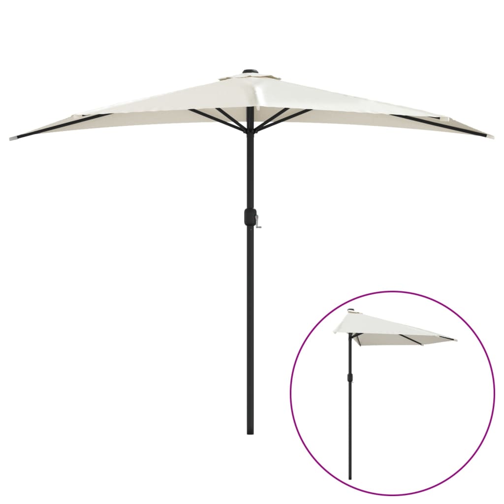 Vidaxl balkonparasol half met aluminium paal 300x155 cm zandkleurig