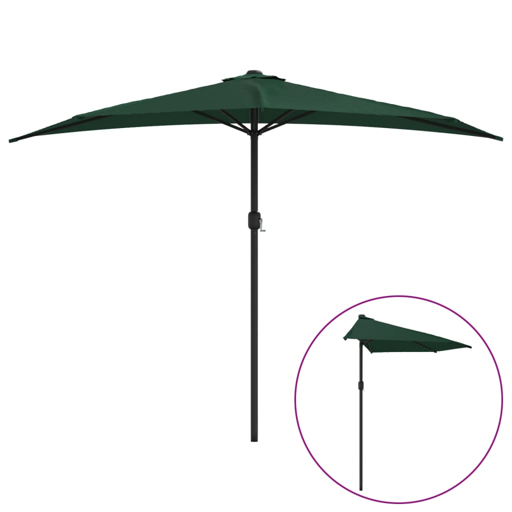 Vidaxl balkonparasol half met aluminium paal 300x155 cm groen