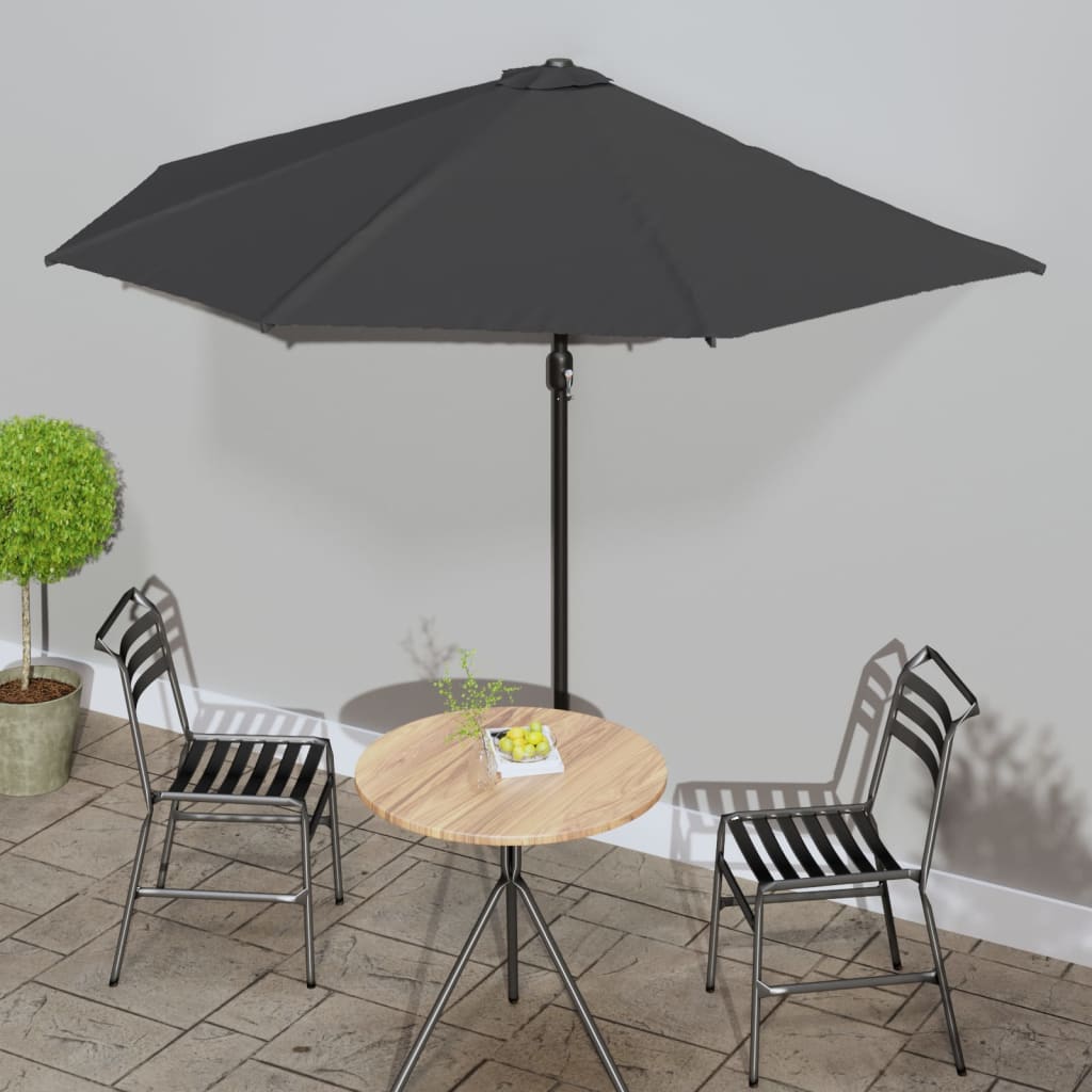 VidaXL Balkonparasol half met aluminium paal 300x155 cm antraciet