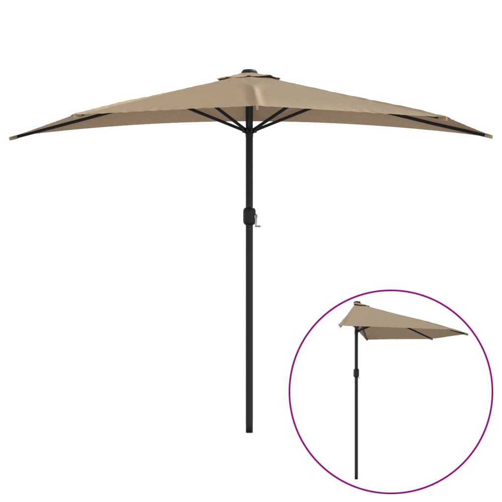 VidaXL Balkonparasol half met aluminium paal 300x155 cm taupe