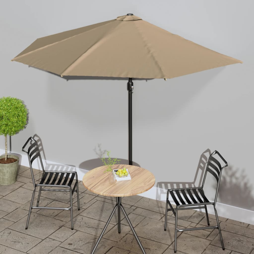 Vidaxl balkonparasol half met aluminium paal 300x155 cm taupe