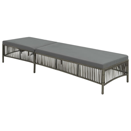 Vidaxl ligbed met kussen poly rattan grijs