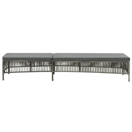 Vidaxl ligbed met kussen poly rattan grijs