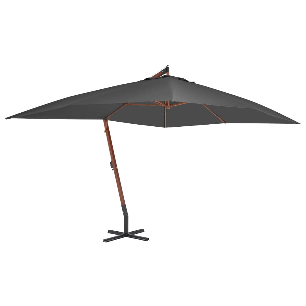 VidaXL Zweefparasol met houten paal 400x300 cm antracietkleurig