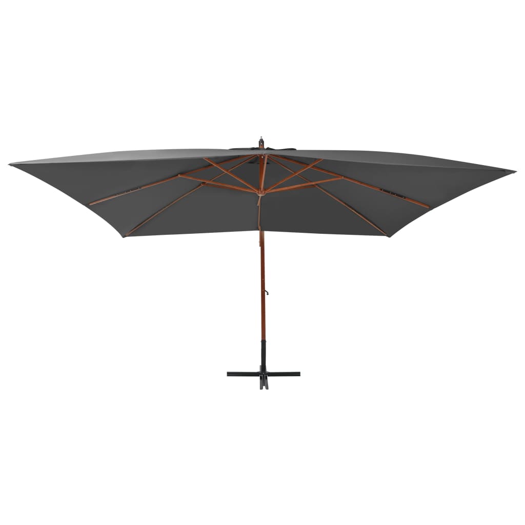 Vidaxl zweefparasol met houten paal 400x300 cm antracietkleurig