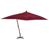 Vidaxl zweefparasol met houten paal 400x300 cm bordeauxrood