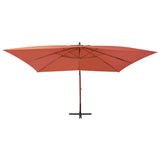 Vidaxl zweefparasol met houten paal 400x300 cm terracottakleurig