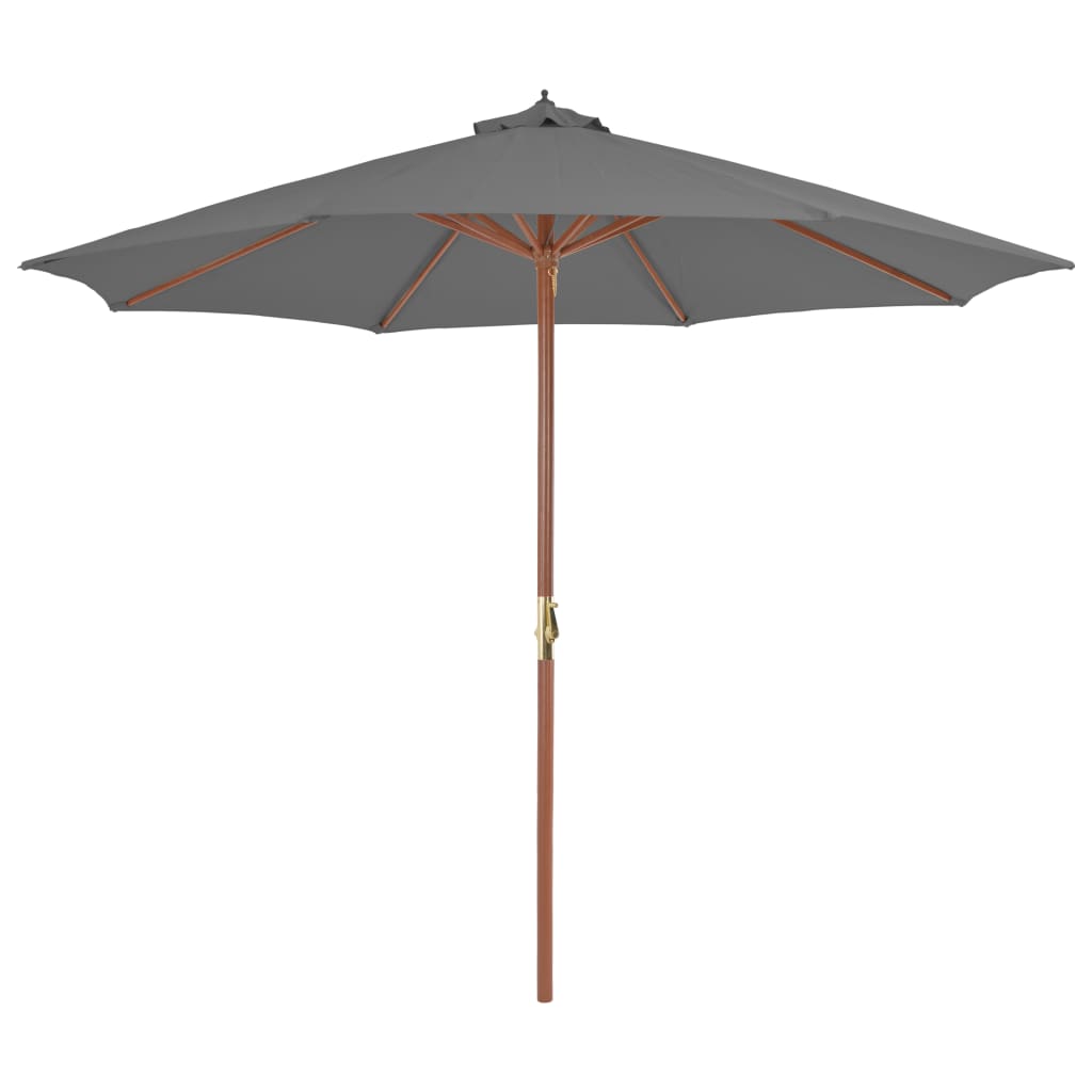 Vidaxl parasol met houten paal 300 cm antraciet