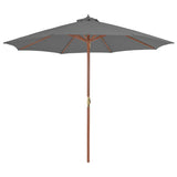 Vidaxl parasol met houten paal 300 cm antraciet