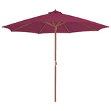 Vidaxl parasol met houten paal 300 cm bordeauxrood