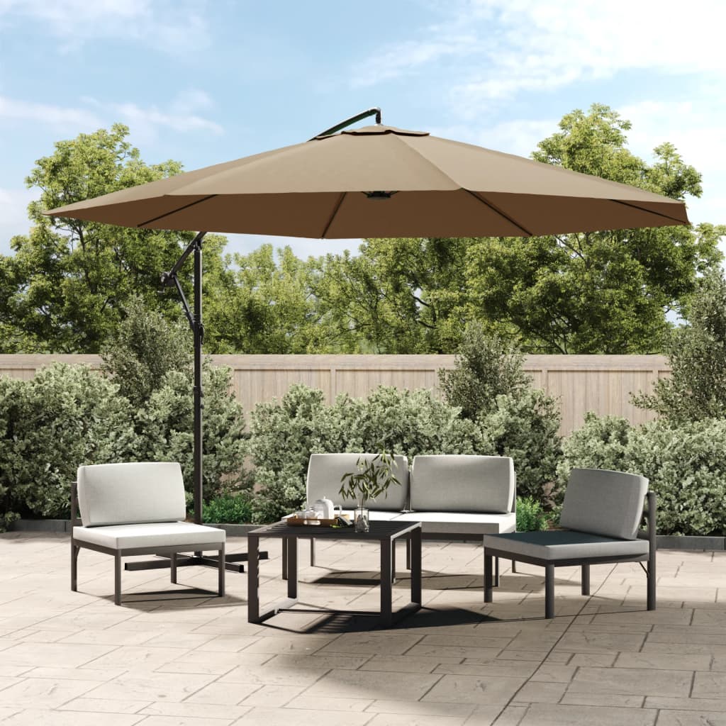 VidaXL Zweefparasol met aluminium paal 350 cm taupe