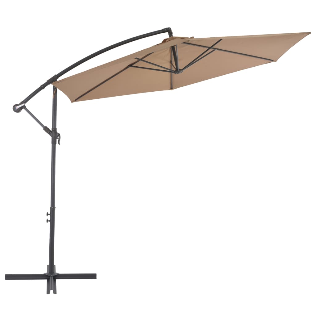 VidaXL Zweefparasol met aluminium paal 300 cm taupe