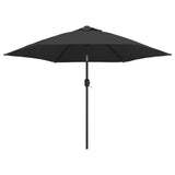 Vidaxl parasol met led-verlichting en stalen paal 300 cm antraciet