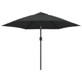 Vidaxl parasol met led-verlichting en stalen paal 300 cm antraciet