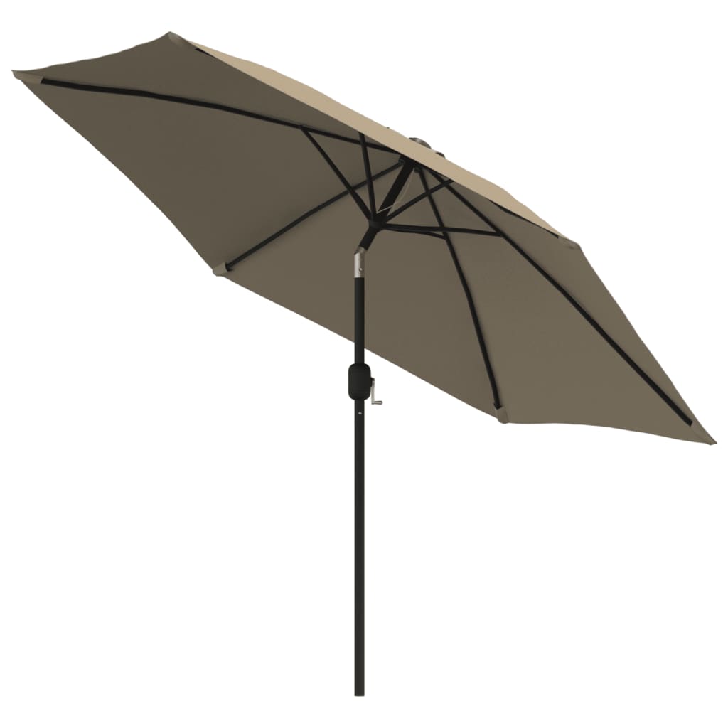 Vidaxl parasol met led-verlichting en stalen paal 300 cm taupe