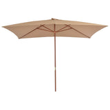 Vidaxl parasol met houten paal 200x300 cm taupe