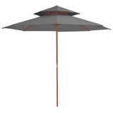 Vidaxl parasol dubbeldekker met houten paal 270 cm antraciet