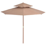 Vidaxl parasol dubbeldekker met houten paal 270 cm taupe