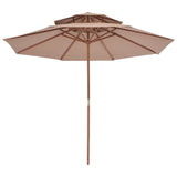 Vidaxl parasol dubbeldekker met houten paal 270 cm taupe