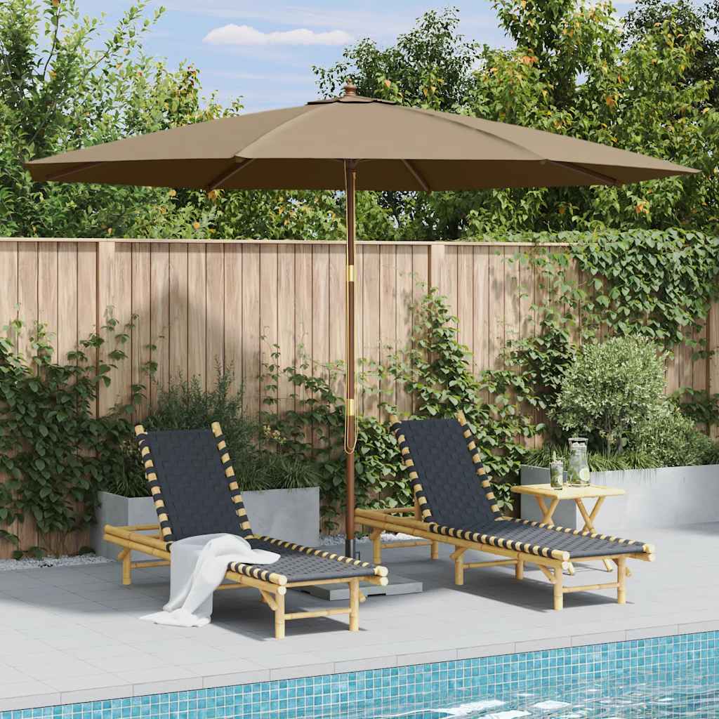 Vidaxl parasol met houten paal 350 cm taupe