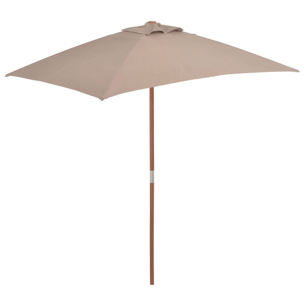 VidaXL Parasol met houten paal 150x200 cm taupe