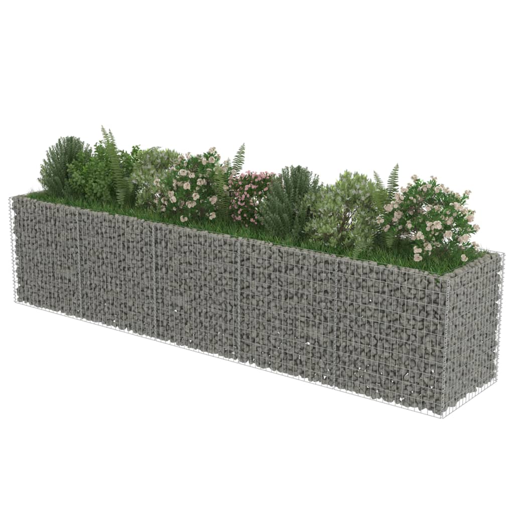 VidaXL Gabion plantenbak verhoogd 450x90x100 cm gegalvaniseerd staal