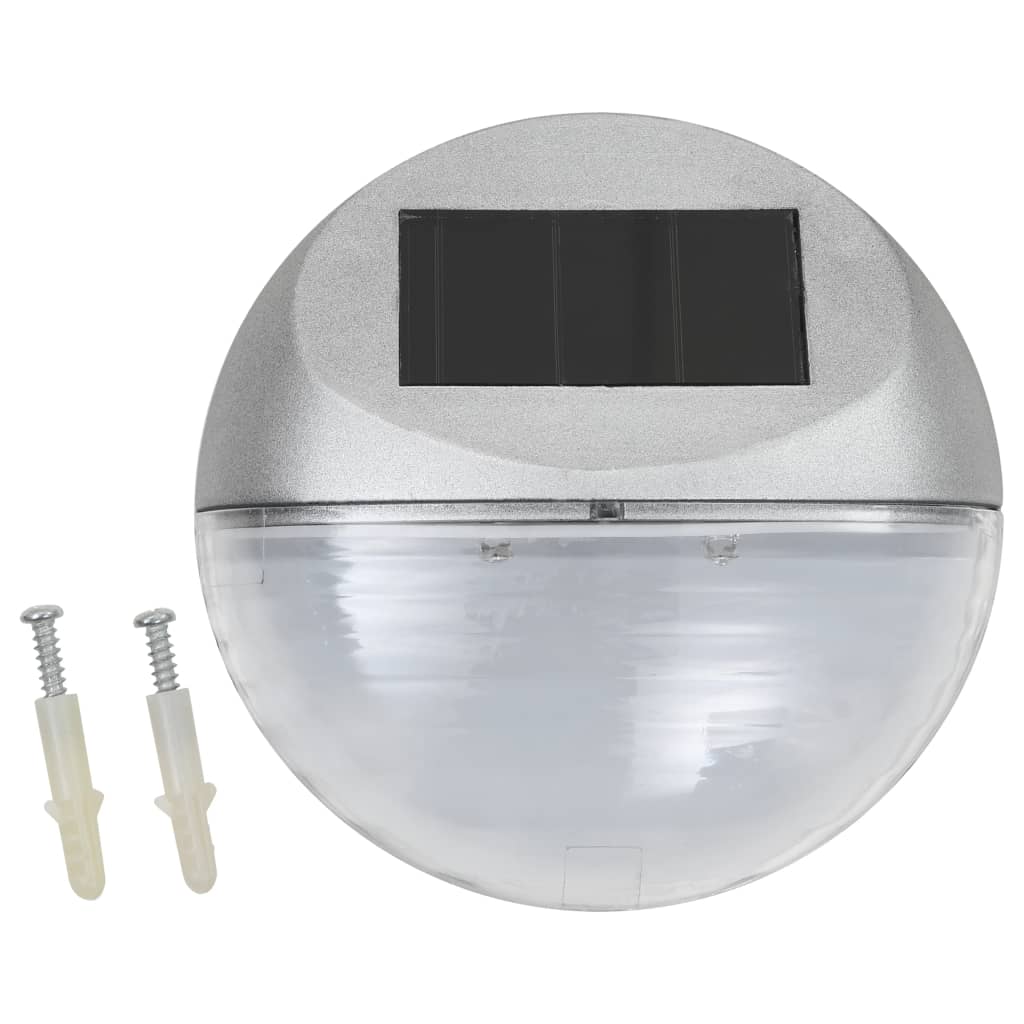 Vidaxl led-wandlampen solar rond zilver 12 st