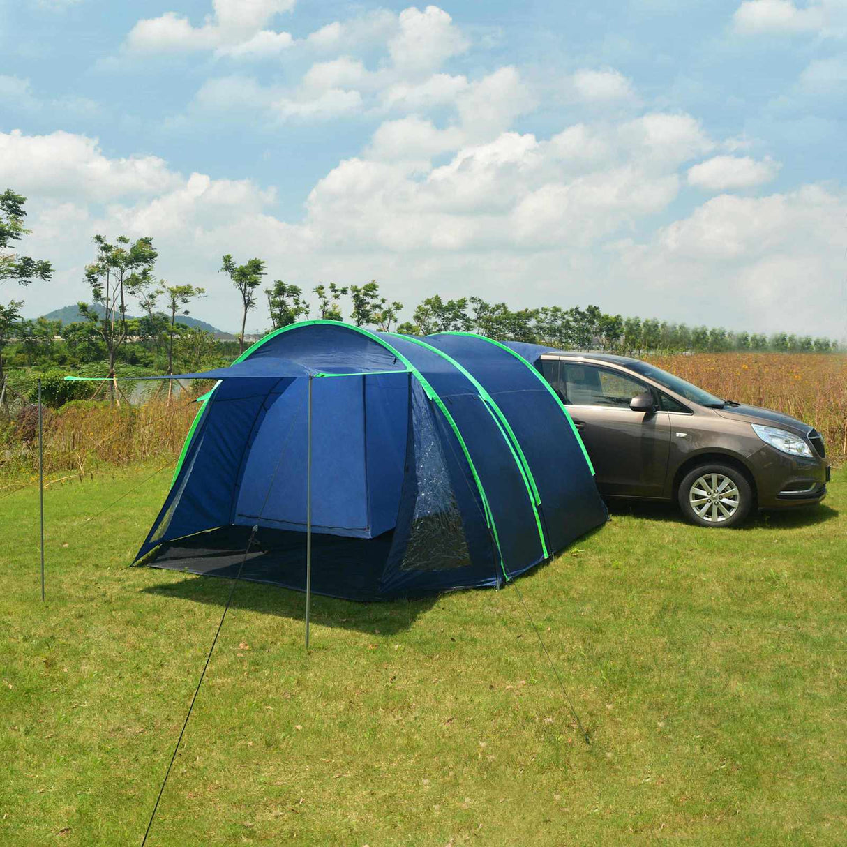 Vidaxl autotent met dak marineblauw 390 x 330 x 195 cm 180t polyamide