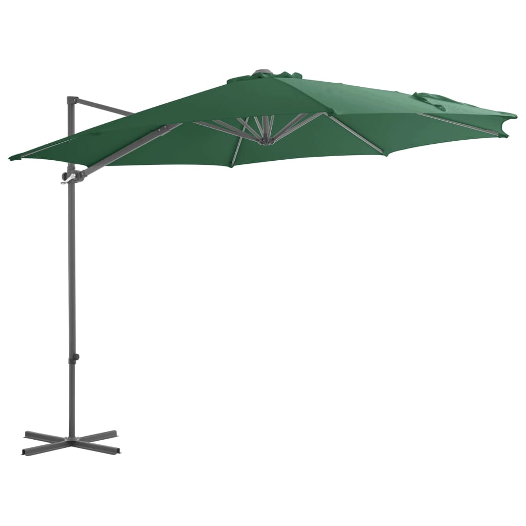 Vidaxl zweefparasol met stalen paal 300 cm groen