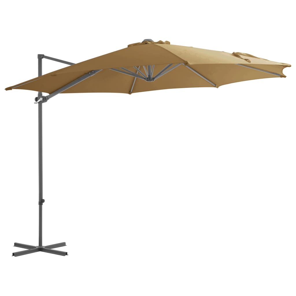 VidaXL Zweefparasol met stalen paal 300 cm taupe