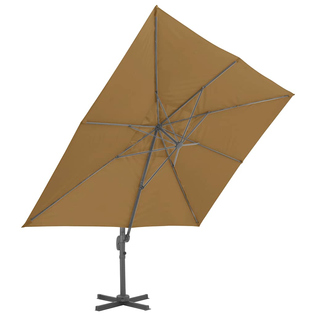 Vidaxl zwevende parasol met aluminium paal 400x300 cm taupe