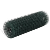 Vidaxl kippengaas 10x0,5 m staal met pvc coating groen