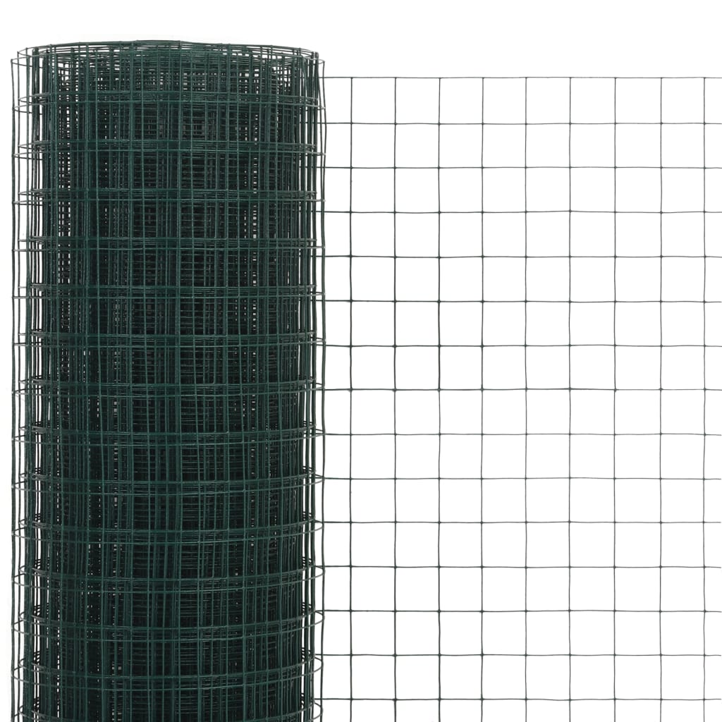 VidaXL Kippengaas 10x0,5 m staal met PVC coating groen