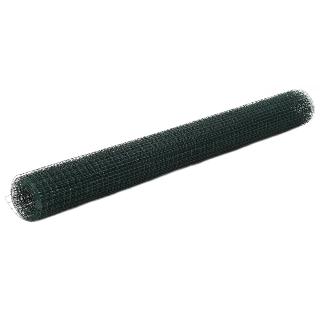 Vidaxl kippengaas 10x1,5 m staal met pvc coating groen