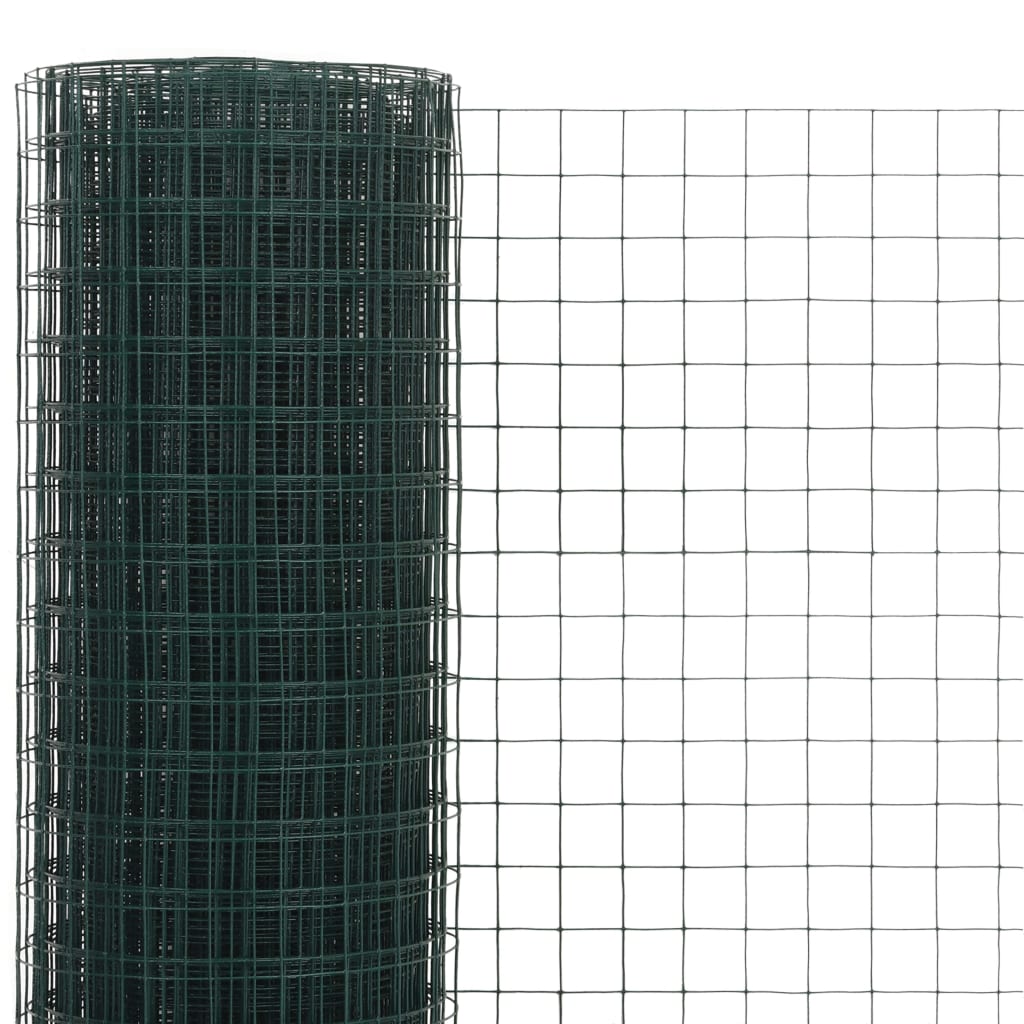 VidaXL Kippengaas 25x0,5 m staal met PVC coating groen