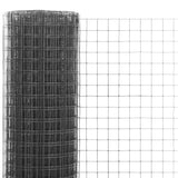 Vidaxl kippengaas 25x1 m staal met pvc coating grijs
