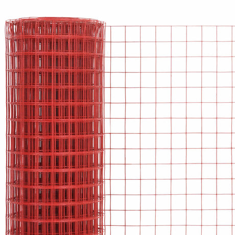 Vidaxl kippengaas 10x1 m staal met pvc coating rood