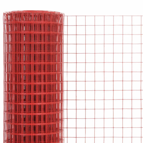Vidaxl kippengaas 10x1 m staal met pvc coating rood