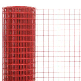 Vidaxl kippengaas 25x0,5 m staal met pvc coating rood