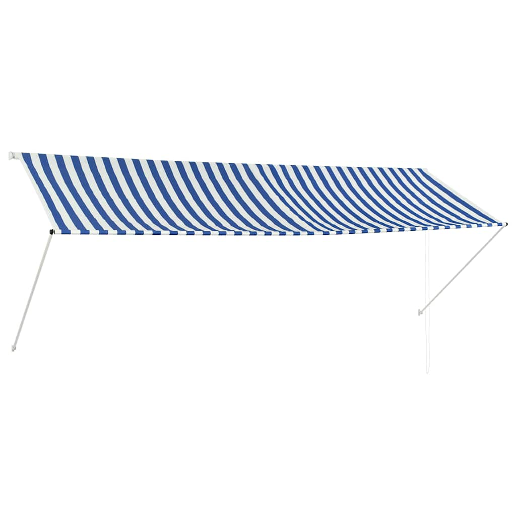 Vidaxl luifel uittrekbaar 350x150 cm blauw en wit