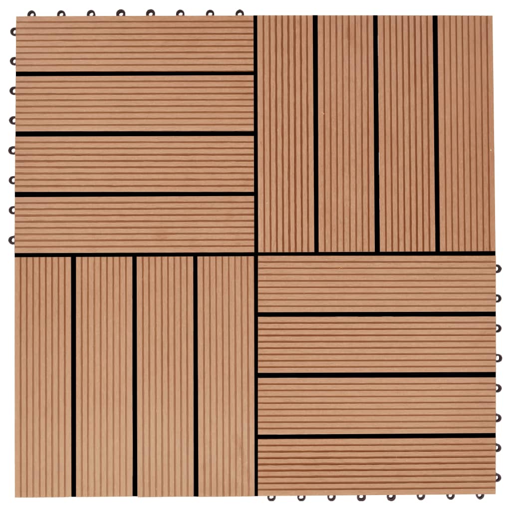 VidaXL Terrastegels 30x30 cm 1 m² HKC teakkleur 11 st