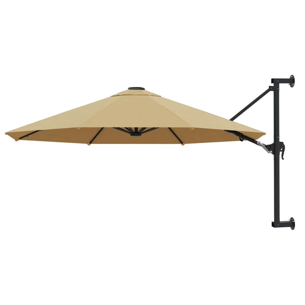 Vidaxl wandparasol met metalen paal 300 cm taupe