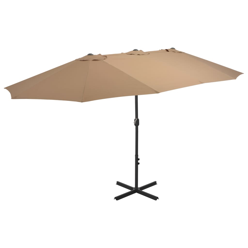 Vidaxl parasol met aluminium paal 460x270 cm taupe