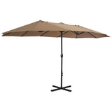 Vidaxl parasol met aluminium paal 460x270 cm taupe