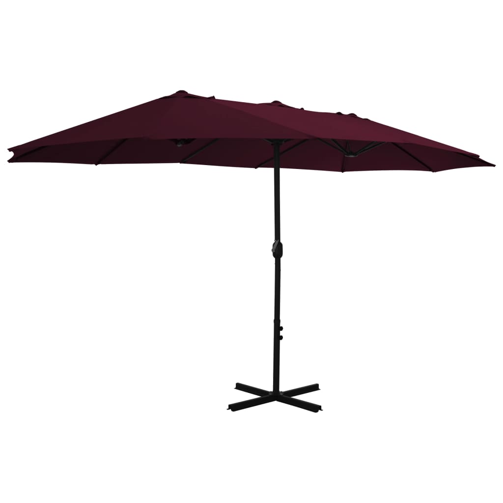 Vidaxl parasol met aluminium paal 460x270 cm bordeauxrood