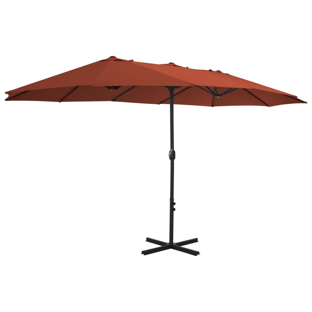 Vidaxl parasol met aluminium paal 460x270 cm terracotta