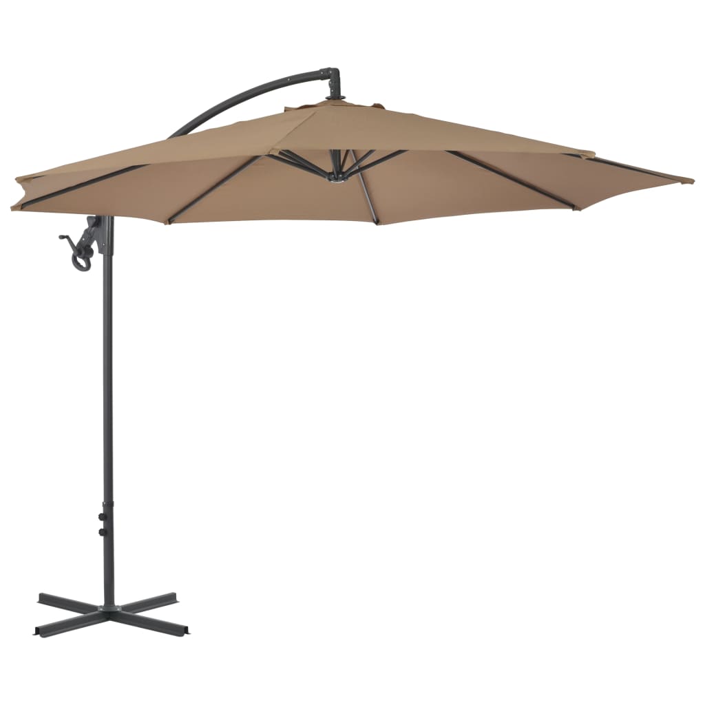 VidaXL Zweefparasol met stalen paal 300 cm taupe