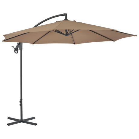 Vidaxl zweefparasol met stalen paal 300 cm taupe